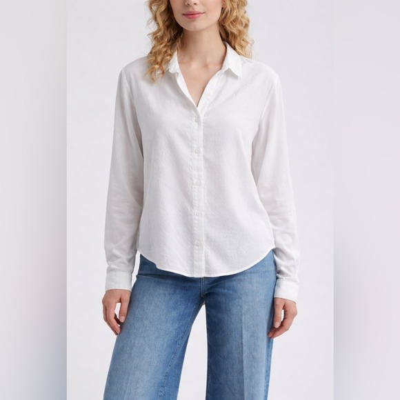 cloth & stone Tops - cloth & stone White Button-Down Tencel Shirt